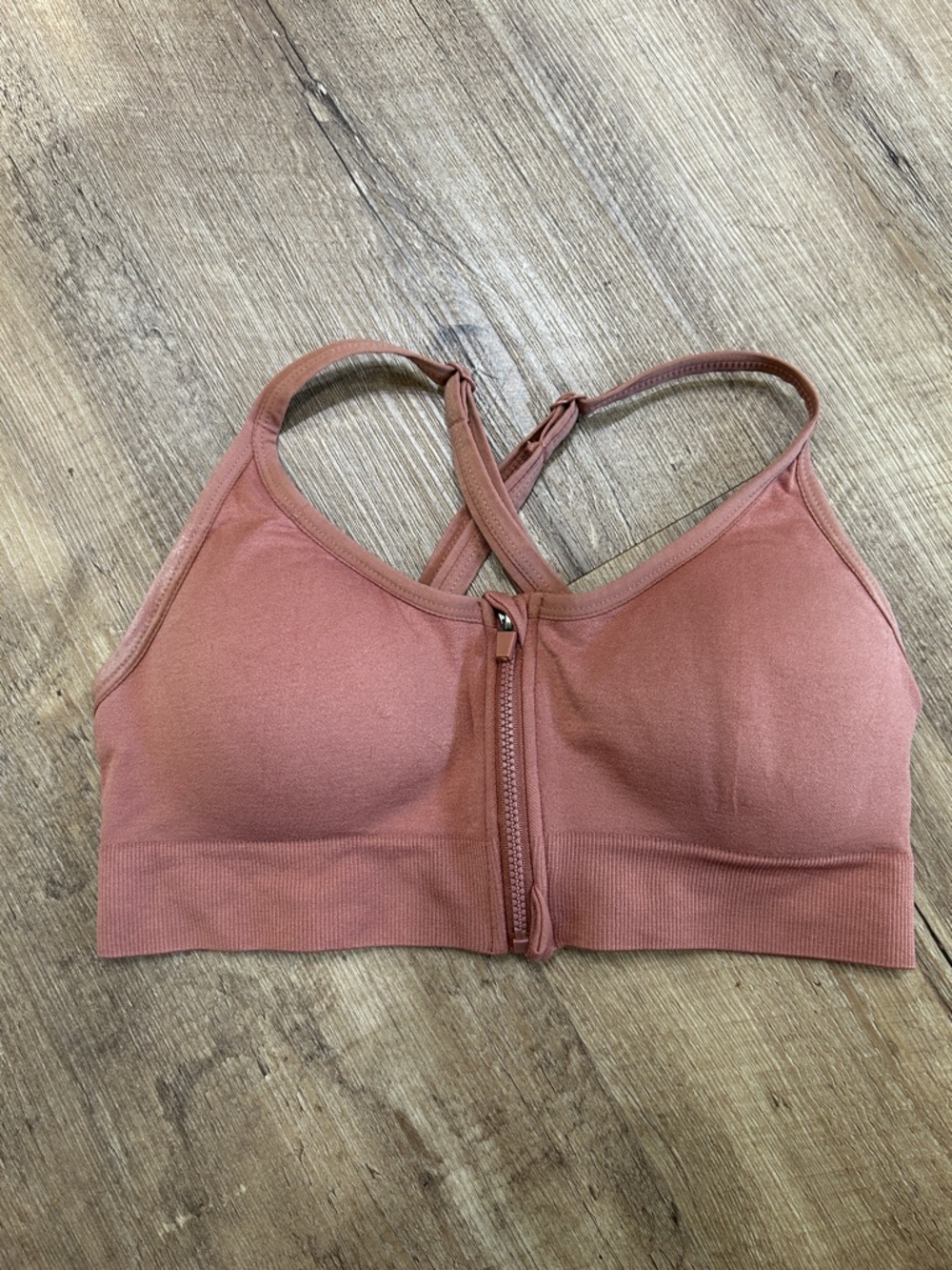 Front-Zip Wireless Sports Bra - Dusty Rose